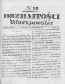 Rozmaitości Warszawskie : pismo dodatkowe do Gazety Korrespondenta Warszawskiego. 1837. Nr 56