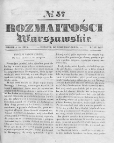 Rozmaitości Warszawskie : pismo dodatkowe do Gazety Korrespondenta Warszawskiego. 1837. Nr 57