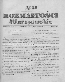 Rozmaitości Warszawskie : pismo dodatkowe do Gazety Korrespondenta Warszawskiego. 1837. Nr 58