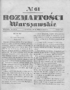 Rozmaitości Warszawskie : pismo dodatkowe do Gazety Korrespondenta Warszawskiego. 1837. Nr 61