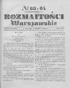 Rozmaitości Warszawskie : pismo dodatkowe do Gazety Korrespondenta Warszawskiego. 1837. Nr 63-64