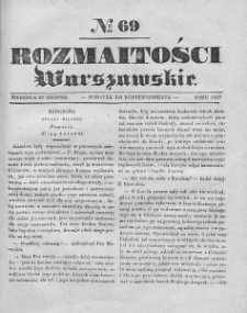 Rozmaitości Warszawskie : pismo dodatkowe do Gazety Korrespondenta Warszawskiego. 1837. Nr 69