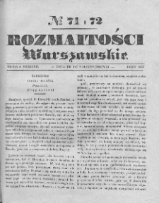 Rozmaitości Warszawskie : pismo dodatkowe do Gazety Korrespondenta Warszawskiego. 1837. Nr 71-72