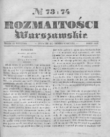 Rozmaitości Warszawskie : pismo dodatkowe do Gazety Korrespondenta Warszawskiego. 1837. Nr 73-74