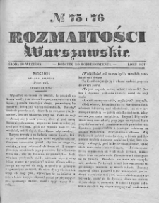Rozmaitości Warszawskie : pismo dodatkowe do Gazety Korrespondenta Warszawskiego. 1837. Nr 75-76