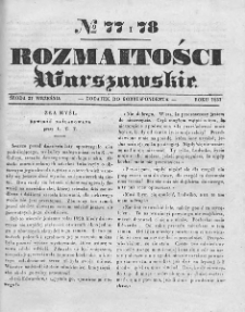 Rozmaitości Warszawskie : pismo dodatkowe do Gazety Korrespondenta Warszawskiego. 1837. Nr 77-78