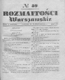 Rozmaitości Warszawskie : pismo dodatkowe do Gazety Korrespondenta Warszawskiego. 1837. Nr 89