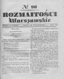 Rozmaitości Warszawskie : pismo dodatkowe do Gazety Korrespondenta Warszawskiego. 1837. Nr 90