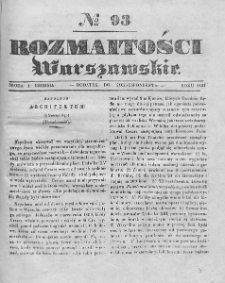 Rozmaitości Warszawskie : pismo dodatkowe do Gazety Korrespondenta Warszawskiego. 1837. Nr 93