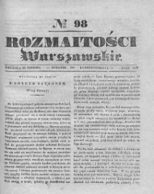 Rozmaitości Warszawskie : pismo dodatkowe do Gazety Korrespondenta Warszawskiego. 1837. Nr 98