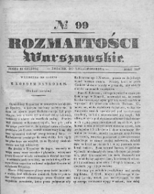 Rozmaitości Warszawskie : pismo dodatkowe do Gazety Korrespondenta Warszawskiego. 1837. Nr 99