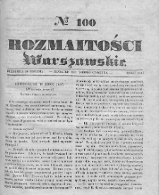 Rozmaitości Warszawskie : pismo dodatkowe do Gazety Korrespondenta Warszawskiego. 1837. Nr 100
