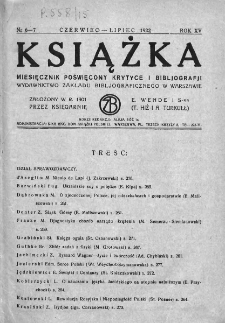 Książka : miesięcznik poświęcony krytyce i bibliografji. 1922. Nr 6-7