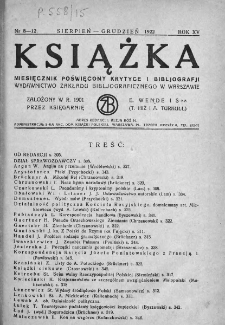Książka : miesięcznik poświęcony krytyce i bibliografji. 1922. Nr 8-12