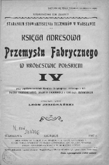 Księga Adresowa Przemysłu Fabrycznego w Królestwie Polskim. 1907