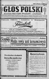 Głos Polski : dziennik polityczny, społeczny i literacki 10 grudzień 1927 nr 339