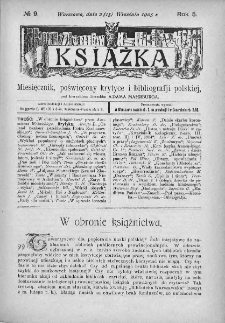 Książka : miesięcznik poświęcony krytyce i bibliografji polskiej. 1905. Nr 9