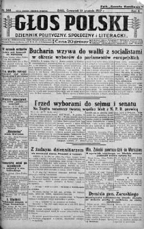 Głos Polski : dziennik polityczny, społeczny i literacki 15 grudzień 1927 nr 344