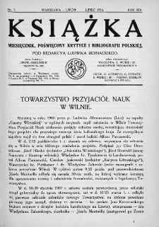 Książka : miesięcznik poświęcony krytyce i bibliografji polskiej. 1914. Nr 7