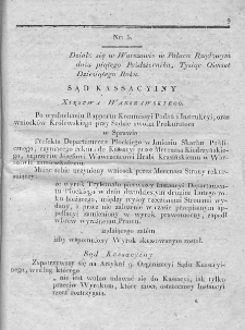 Dziennik Dekretów Sądu Kassacyinego Xięstwa Warszawskiego. T. I. 1810, nr 5