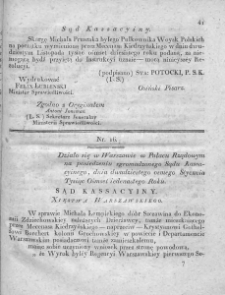 Dziennik Dekretów Sądu Kassacyinego Xięstwa Warszawskiego. T. I. 1810, nr 16