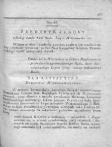 Dziennik Dekretów Sądu Kassacyinego Xięstwa Warszawskiego. T. I. 1810, nr 63