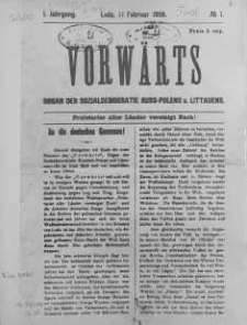 Vorwärts : organ der Sozialdemokratie Russ-Polens u. Littauens Jg 1. 11 Februar 1906, nr 1