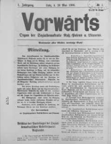 Vorwärts : organ der Sozialdemokratie Russ-Polens u. Littauens Jg 1. 26 Mai 1906, nr 4
