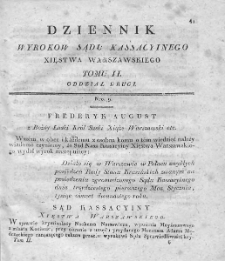 Dziennik Wyroków Sądu Kassacyinego Xięstwa Warszawskiego. T. 2. 1812. Nr 9