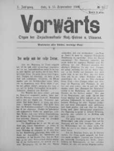 Vorwärts : organ der Sozialdemokratie Russ-Polens u. Littauens Jg 1. 15 September 1906, nr 9