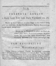 Dziennik Wyroków Sądu Kassacyinego Xięstwa Warszawskiego. T. 2. 1812. Nr 37