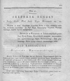 Dziennik Wyroków Sądu Kassacyinego Xięstwa Warszawskiego. T. 2. 1812. Nr 47