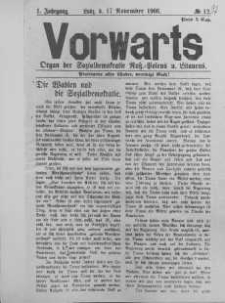 Vorwärts : organ der Sozialdemokratie Russ-Polens u. Littauens Jg 1. 17 November 1906, nr 12