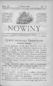 Nowiny. Czasopismo ludowe ku nauce i rozrywce dla starszych i dzieci. 1884. Nr 5