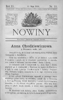 Nowiny. Czasopismo ludowe ku nauce i rozrywce dla starszych i dzieci. 1884. Nr 10
