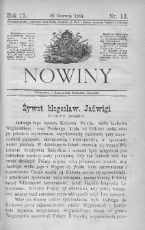 Nowiny. Czasopismo ludowe ku nauce i rozrywce dla starszych i dzieci. 1884. Nr 13