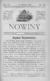 Nowiny. Czasopismo ludowe ku nauce i rozrywce dla starszych i dzieci. 1884. Nr 23