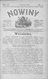 Nowiny. Czasopismo ludowe ku nauce i rozrywce dla starszych i dzieci. 1885. Nr 1