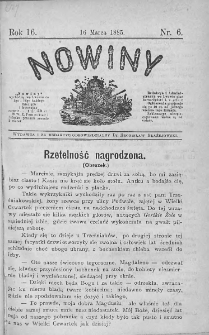 Nowiny. Czasopismo ludowe ku nauce i rozrywce dla starszych i dzieci. 1885. Nr 6