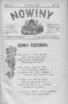 Nowiny. Czasopismo ludowe ku nauce i rozrywce dla starszych i dzieci. 1886. Nr 4