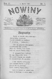 Nowiny. Czasopismo ludowe ku nauce i rozrywce dla starszych i dzieci. 1886. Nr 5
