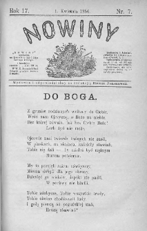 Nowiny. Czasopismo ludowe ku nauce i rozrywce dla starszych i dzieci. 1886. Nr 7