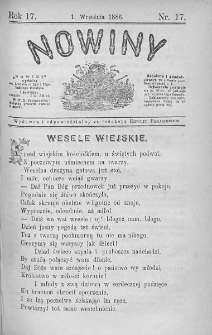 Nowiny. Czasopismo ludowe ku nauce i rozrywce dla starszych i dzieci. 1886. Nr 17