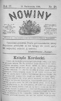Nowiny. Czasopismo ludowe ku nauce i rozrywce dla starszych i dzieci. 1886. Nr 20