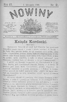Nowiny. Czasopismo ludowe ku nauce i rozrywce dla starszych i dzieci. 1886. Nr 21