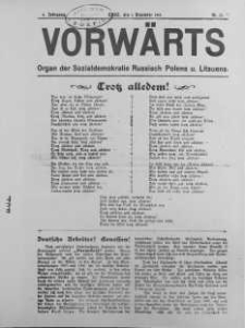 Vorwärts : organ der Sozialdemokratie Russ-Polens u. Littauens Jg 4. 1 Dezember 1910 nr 22