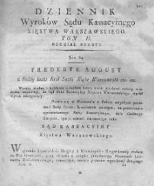 Dziennik Wyroków Sądu Kassacyinego Xięstwa Warszawskiego. T. 2. 1812. Nr 64