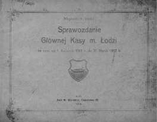 Sprawozdanie Głównej Kasy m. Łodzi 1916/1917