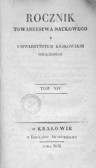 Rocznik Towarzystwa Naukowego z Uniwersytetem Krakowskim połączonego 1831, R. 14