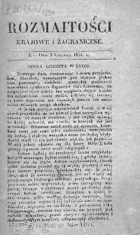 Rozmaitości krajowe i zagraniczne. 1834. Nr 1